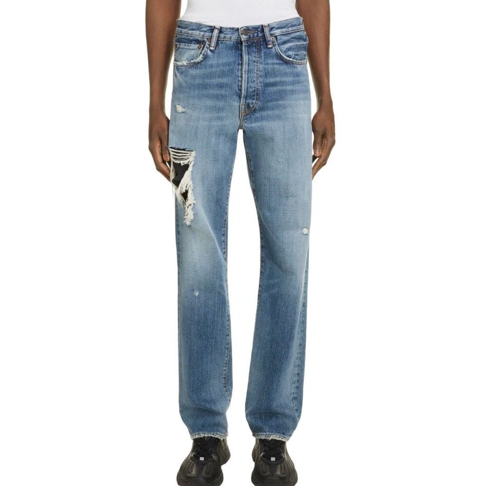 ACNE Studios Classic Fit 1996 Torn Jeans - Mid Blue - Size 32